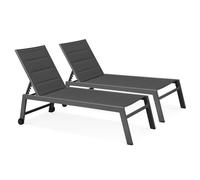 Lot de 2 bains de soleil en aluminium et textilène gris Nouméa - Oviala