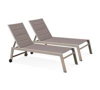Lot de 2 bains de soleil en aluminium et textilène taupe Nouméa - Oviala