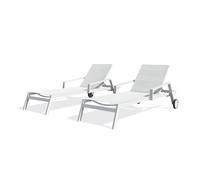 Paris Prix Bains de soleil Ibiza – aluminium et toile plastifiée – Lot de 2, blanc