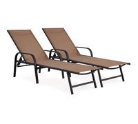 Lot de 2 Bains de soleil en métal avec accoudoirs ""Farniente"" - Taupe