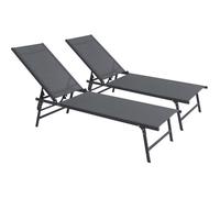 Lot de 2 bains de soleil en métal ""Sublima"" - 180 x 54 x 104 cm - Anthracite