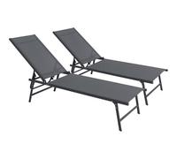Habitat et Jardin - Lot de 2 bains de soleil Sublima - métal & textilène - 180x54x104cm - Anthracite