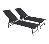 Lot De 2 Bains De Soleil En Métal "Sublima" - 180 X 54 X 104 Cm - Noir Noir