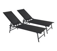Lot De 2 Bains De Soleil En Métal "Sublima" - 180 X 54 X 104 Cm - Noir Noir
