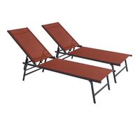 Lot de 2 bains de soleil en métal ""Sublima"" - 180 x 54 x 104 cm - Terracotta