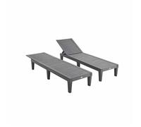 Alice's Garden - Lot de 2 Bains de Soleil. PIA. transats Multi Positions. en Plastique. Noir