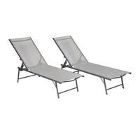 Lot de 2 bains de soleil pliants sicilia textilène gris - structure anthracite