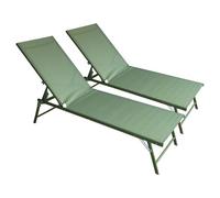 Lot de 2 bains de soleil pliants sicilia en textilène vert sauge