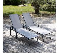 Lot de 2 bains de soleil SARDINIA en textilène gris - structure anthracite