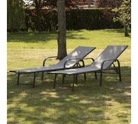 Lot de 2 bains de soleil SARDINIA en textilène gris - structure anthracite G