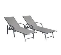 Happy Garden Lot de 2 bains de soleil Sardinia Textilène gris structure anthracite 5 positions