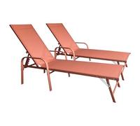 Lot de 2 bains de soleil sardinia en textilène et structure terracotta
