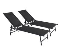 Lot de 2 bains de soleil Sublima - métal et textilène - 180 x 54 x 104 cm - Noir