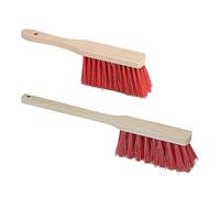 Lot de 2 balayettes industrielles 280 mm et balayette à long manche 430 mm, poils élastiques robustes, corps en bois de hêtre non peint, résistant à l'humidité, lot de 2 balais durables marron/noir