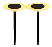 Lot de 2 balises solaires à piquer LED blanc chaud UFO H35cm