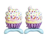 Lot de 2 ballons en aluminium XXL pour cupcake, ballons d'anniversaire debout, ballons à l'hélium pour filles, garçons et adultes, décoration de fête, ballons Happy Birthday, 90 x 58 cm