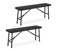 Lot de 2 bancs de camping Relaxdays, pliables, en plastique et acier, pour le balcon et le jardin, H x l x P : 42 x 100 x 25 cm, noir
