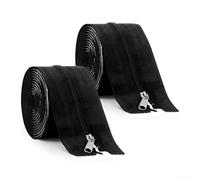 Lot de 2 bandes adhésives pour porte à fermeture éclair de serre - 2,1 x 7,6 cm - Pour tunnel - Barrière anti-poussière de rechange - Accessoires de tente - Noir