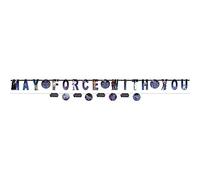Lot de 2 bannières en papier multicolores « May The Force Be With You » sur le thème de Star Wars Galaxy of Adventures - 39,5 cm et 1,8 m - Bannières en papier multicolores - Parfait pour les