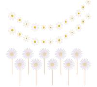 Lot de 2 bannières marguerites avec 10 inserts, décorations florales anniversaires, enterrements, mariages, remises de diplôme