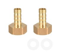 Lot de 2 Barbed Brass Raccords Laiton CanneléS 10 mm Raccords De Tuyau en Laiton Avec Filetage Femelle G1/2 Et Deux Joints en Silicone Transparent