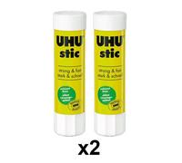 UHU Lot de 2 bâtons de colle, sans solvants, 8,2 g, avec capuchon