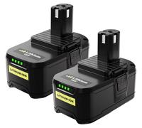 Lot de 2 batteries 18V 5,0Ah pour outils Ryobi P108, P107, P104, P105, P102