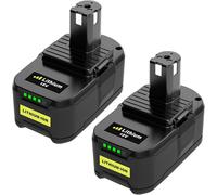 Lot de 2 batteries 18V 5500mAh avec indicateur LED, compatibles avec les appareils Ryobi 18V