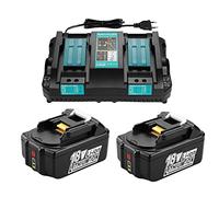 Lot de 2 Batteries BL1850B 18 V 5,0 Ah pour Batterie Makita 18 V avec Chargeur DC18RD Double Port 14,4 V ~ 18 V Compatible Makita 18V BL1860 BL1830 DMR110 DUH523Z DUC353Z DTD152Z DTD152Z DTD152Z