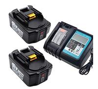 Lot de 2 Batteries BL1850B 18 V 5 Ah avec Chargeur DC18RC LED Interface USB 3A 14,4 V-18 V Batterie de Rechange pour Makita LXT Batterie BL1830 BL1840 BL1840B BL1850 BL1850B 194204-5 196672-8