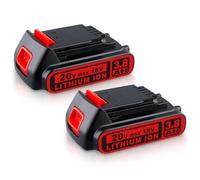Lot de 2 batteries de rechange LBXR20 18 V 3,8 Ah pour batterie Black et Decker 18 V compatible avec les outils sans fil Black et Decker LBXR20 BL2018 LB20 LBX20 GTC1850L20 STC1820