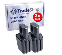 Lot de 2 batteries Ni-MH haute performance pour perceuse Bosch GBM 9,6 V, GBM 9,6 VE, GBM 9,6 VES, GBM 9,6 VESP, GSS 9,6 V, GSS 9,6 VES / 9,6 V 2000 mAh