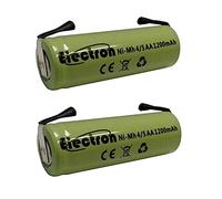 Lot de 2 batteries rechargeables Ni-Mh 4/5 AA, 1,2 V, 1 200 mAh, 42 x 14 mm, avec pattes à souder pour pack de batteries