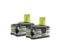 Batteries RYOBI 18V One+ 5.0Ah Lithium-ION RB18LL50 - Lot de 2, Compatibles avec Outils 18V, Technologie IntelliCell, +25% d'Autonomie, Protection Électronique, Antichocs, 700g chacune.