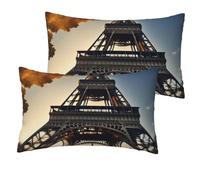 Lot de 2 belles housses de coussin carrées décoratives pour canapé, lit, voiture, canapé - Motif Tour Eiffel