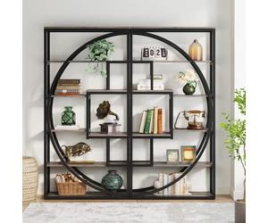 Lot de 2 Bibliothèque TRIBESIGNS - Style Moderne - Étagère à 5 niveaux Meuble de Rangement 80 x 30 x 180 cm - Gris