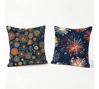 Lot de 2 Bleu Housse de Coussin Extérieur Imperméable, Feux d'artifice Housse Coussin 30 x 30 cm, Double Face Imprimée Taie d'oreiller en Lin, Coussins Decoratif pour Canape Jardin Chaise Lit y0-279