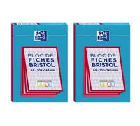 Lot de 2 Blocs de 30 fiches bristol 105X148 non perforées Q5/5 rouge