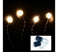 Lot de 2 blocs de construction lumineux LED blanc chaud - Fonctionne avec piles - Longueur du câble de 20 cm - Mini blocs de construction - Kit de pièces de construction DIY - Compatible avec Lego et