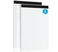 Lot de 2 blocs de papier graphique A4 4 x 4, papier quadrillé 4 x 4, 30 feuilles de papier d'ingénierie, perforations A4 lignées avec carton robuste pour dessin, conception, croquis mathématiques