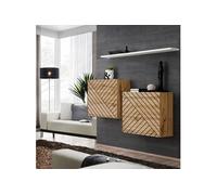 Paris Prix Étagère murale Switch 130 cm Naturel rainuré & blanc – Lot de 2