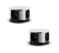 Lot de 2 blocs multiprises encastrables compacts 4x2P+T 16A - Inox - Otio