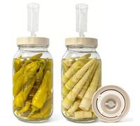 Lot de 2 bocaux de fermentation de 2 l avec valve de fermentation et poids pour choucroute, kimchi, kombucha, fruits et légumes marinés