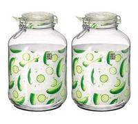 Lot de 2 bocaux hermétiques à bouchon mécanique, bocal pot de conservation, jarre en verre, capacité 5 L - Diamètre 17.5 x Hauteur 27.9 cm -JUANIO- Transparent G