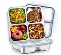 Lot de 2 boîtes à goûter de 720 ml avec compartiments en acier inoxydable | Boîte à déjeuner étanche avec couvercle pour l'école, le travail et le camping, boîte à bento pour enfants
