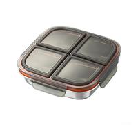Lot de 2 boîtes à goûter étanches en acier inoxydable avec séparateurs réutilisables pour enfants et adultes - Capacité de 600 ml - Orange et noir