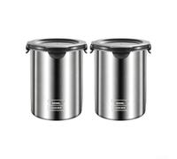 Lot de 2 boîtes de conservation hermétiques en acier inoxydable de 500 ml | Fabriqué en acier inoxydable 304 robuste avec joint en silicone et anse de fermeture pour une fraîcheur durable.