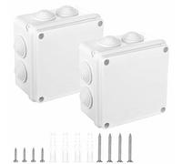 Lot de 2 boîtes de dérivation étanches IP65 - Pour l'extérieur - Étanche IP65 - Boîtier ABS - Pour montage en saillie - Blanc