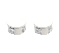 Lot de 2 boîtes de dérivation murales étanches IP55, rondes, diamètre 65 x 35 mm, avec sorties passe-câbles et couvercle à pression, 2 kits boîte électrique pour raccords et connexions