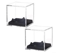 Lot de 2 boîtes de présentation de baseball en acrylique transparent avec fond en flanelle et design structurel centré sur les coins pour une protection de collection